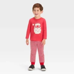 Toddler Boys' 2pc Santa Printed Long Sleeve Graphic T-Shirt And Fleece Jogger Pants Set - Cat & Jack™ Red -Cat & Jack Sales Store GUEST 03cc092e ab50 4d7d ac7c 205d9ee5d1be
