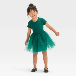 Toddler Girls' Dot Short Sleeve Knit Tulle Dress - Cat & Jack™ Green -Cat & Jack Sales Store GUEST 04b69a70 6cdf 4382 bbb4 6aa89327ee5c