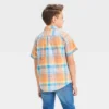 Boys' Short Sleeve Plaid Button-Down Shirt - Cat & Jack™ Orange