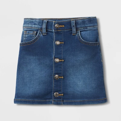 Toddler Girls' Denim Button-Front Skirt - Cat & Jack™ Blue 5 Toddler Girls' Denim Button-Front Skirt - Cat & Jack™ Blue - Image 3