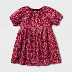 Toddler Girls' Adaptive Short Sleeve Woven Dress - Cat & Jack™ Burgundy -Cat & Jack Sales Store GUEST 078ddbab 3113 4ae6 a02f fb0dffcef3bd