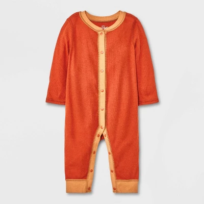 Baby Ribbed Snap Adaptive Romper - Cat & Jack™ Orange 6 Baby Ribbed Snap Adaptive Romper - Cat & Jack™ Orange - Image 4