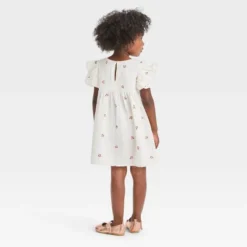 Toddler Girls' Embroidered Dress - Cat & Jack™ Cream