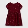 Toddler Girls' Apple Button-Front Short Sleeve Dress - Cat & Jack™ Burgundy 12M -Cat & Jack Sales Store GUEST 1268dcd8 db61 48d0 aab8 4329f1a399a4
