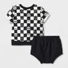 Baby 2pc Checkered Sweatshirt & Bottom Set - Cat & Jack™ Black