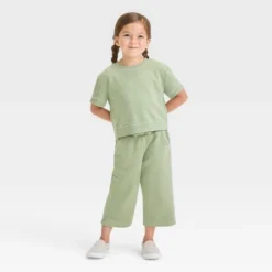 Toddler Girls' Crop Pants Set - Cat & Jack™ Olive Green -Cat & Jack Sales Store GUEST 3544bd55 a881 48fb 8784 1b8a2365defb