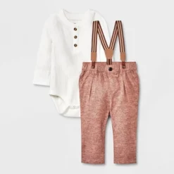 Baby Boys' Jaspe Flannel Suspender Set - Cat & Jack™ Cream -Cat & Jack Sales Store GUEST 3570cbf5 1cfe 44d1 bd4b 1c18512ae8f4