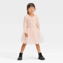 Toddler Girls' Bow-Tie Long Sleeve Knit Tulle Dress - Cat & Jack™ Pink -Cat & Jack Sales Store GUEST 39ecf1db 92eb 463e 92a1 d2ae20f26cc3