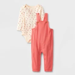Baby Girls' 2pc Long Sleeve Bodysuit & Overalls Set - Cat & Jack™ Peach Orange -Cat & Jack Sales Store GUEST 3e10af46 f902 4777 b29b fae74d8a87d2