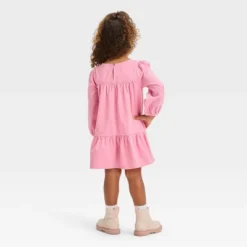 Toddler Girls' Rose Sequin Corduroy Long Sleeve Dress - Cat & Jack™ Dusty Pink