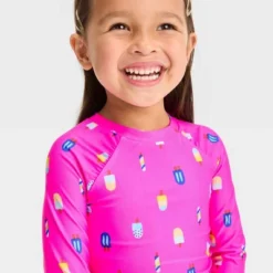 Cat & Jack Sales Store 8 Toddler Girls' Ice Cream Cone Rash Guard Set - Cat & Jack⢠Pink