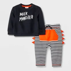 Baby 2pc Milk Monster Long Sleeve Top & Bottom Set - Halloween - Cat & Jack™ Black -Cat & Jack Sales Store GUEST 4080aef2 40ac 4df1 87bc 32bee71760fe