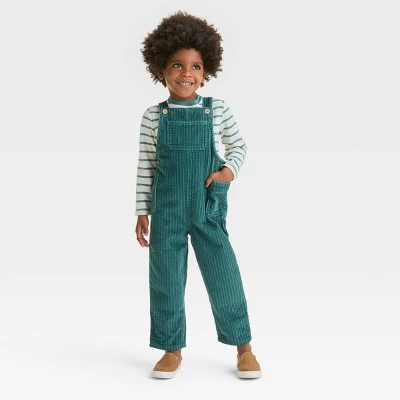 Toddler Boys' 2pc Long Sleeve T-Shirt And Corduroy Overalls Set - Cat & Jack™ Teal Green 4 Toddler Boys' 2pc Long Sleeve T-Shirt And Corduroy Overalls Set - Cat & Jack™ Teal Green - Image 2