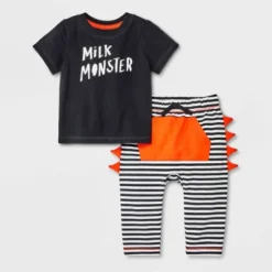 Baby 2pc Milk Monster Top & Bottom Set - Cat & Jack™ Black -Cat & Jack Sales Store GUEST 57a79673 4c30 4759 9ddc 4f63c997493e