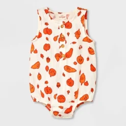 Baby Autumn Gauze Short Sleeve Romper - Cat & Jack™ Cream -Cat & Jack Sales Store GUEST 5e0cff4f 2154 4736 b526 2aa7cb098f3a