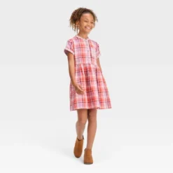 Girls' Short Sleeve Woven Dress - Cat & Jack™ Orange Plaid -Cat & Jack Sales Store GUEST 6ababdcb d5ac 4d6b 8055 bed9b35d4f8c
