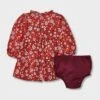 Baby Girls' Floral Twill Dress & Bottom Set - Cat & Jack™ Burgundy -Cat & Jack Sales Store GUEST 6e401607 cca8 49bd a1ae 4d366e6cbfd5
