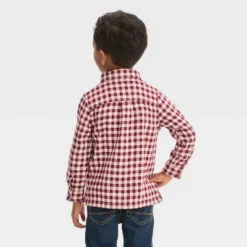Toddler Boys' Long Sleeve Reversible Flannel Shirt - Cat & Jack™ Burgundy