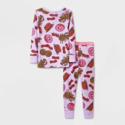 Toddler Girls' 4pc Plaid & Breakfast Pajama Set - Cat & Jack™ Pink