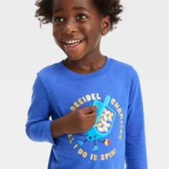 Toddler Boys' 2pc Dreidel Printed Long Sleeve Graphic T-Shirt And Fleece Jogger Pants Set - Cat & Jack™ Blue -Cat & Jack Sales Store GUEST 74241add cd2d 448f ab44 e2bce944764c