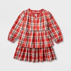 Toddler Girls' Adaptive Abdominal Access Long Sleeve Plaid Tiered Woven Dress - Cat & Jack™ Red -Cat & Jack Sales Store GUEST 78c69ad3 c8bb 45fc 84a6 66f3d5a9d9c1