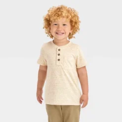 Toddler Boys' 2pk Short Sleeve T-Shirt - Cat & Jack™ Cream/Gray