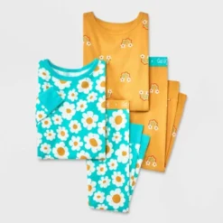 Toddler Girls' 4pc Wavy Rainbow & Daisy Pajama Set - Cat & Jack™ Yellow -Cat & Jack Sales Store GUEST 8668ab3d 8027 43b7 beed a33b2fa38cb2