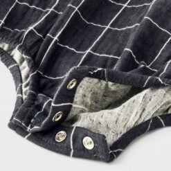 Baby Striped Gauze Tank Henley Romper - Cat & Jack™ Gray -Cat & Jack Sales Store GUEST 877b9470 cec7 4564 b400 cdcffc3b2095