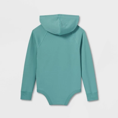 Boys' Adaptive Hooded Adjustable Long Sleeve Bodysuit - Cat & Jack™ Ocean Green 3 Boys' Adaptive Hooded Adjustable Long Sleeve Bodysuit - Cat & Jack™ Ocean Green