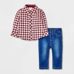 Baby Boys' Flannel Denim Top & Bottom Set - Cat & Jack™ Brown -Cat & Jack Sales Store GUEST 915a7421 76f4 4d39 8316 aa6a38876c3b