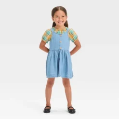 Toddler Girls' Plaid Short Sleeve Top & Denim Skirtall Set - Cat & Jack™ Blue -Cat & Jack Sales Store GUEST 92b7a326 4939 474a a361 a422b181ce00