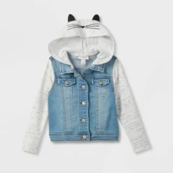 Toddler Girls' Cat Hood Denim Jacket - Cat & Jack™ Medium Wash -Cat & Jack Sales Store GUEST 92f0c8a8 c07f 422a 81ff a63a1e4190cd