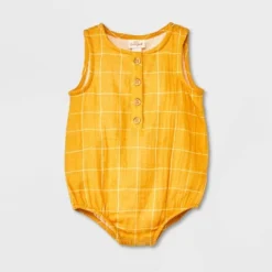 Baby Sun Gauze Tank Henley Romper - Cat & Jack™ Yellow -Cat & Jack Sales Store GUEST 96926f69 ff5b 497f 81f4 7f34b0d0ea20