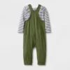 Baby 2pc Long Sleeve Bodysuit & Overalls Set - Cat & Jack™ Olive Green