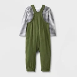 Baby 2pc Long Sleeve Bodysuit & Overalls Set - Cat & Jack⢠Olive Green