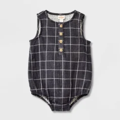 Baby Striped Gauze Tank Henley Romper - Cat & Jack™ Gray -Cat & Jack Sales Store GUEST 9e4f8235 e8ab 4906 9e8a 732f1161e1a5