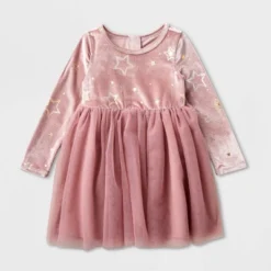 Toddler Girls' Adaptive Long Sleeve Star Velour To Tulle Dress - Cat & Jack™ Dusty Pink -Cat & Jack Sales Store GUEST a196167d 2dc9 4d80 b5af c67436573066