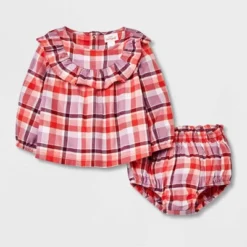 Baby Girls' Ruffle Plaid Top & Bottom Set - Cat & Jack™ Orange -Cat & Jack Sales Store GUEST ade674e8 aa3a 4335 968e b5c29cc08088