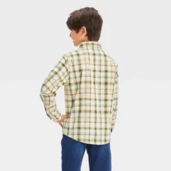 Boys' Long Sleeve Plaid Button-Down Shirt - Cat & Jack™