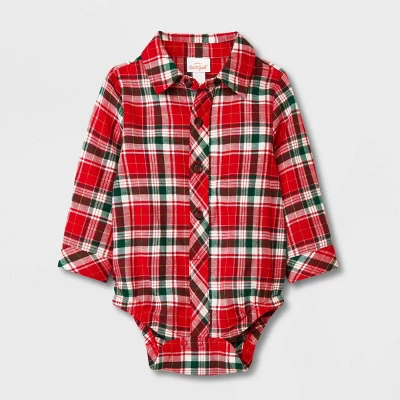 Baby Boys' Holiday Plaid Suspender Top & Bottom Set - Cat & Jack™ Red 4 Baby Boys' Holiday Plaid Suspender Top & Bottom Set - Cat & Jack™ Red - Image 2