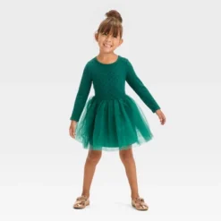 Toddler Girls' Dot Long Sleeve Knit Tulle Dress - Cat & Jack™ Green -Cat & Jack Sales Store GUEST b3c9e2cc 42ae 4b94 a0a5 59c2ff777fde