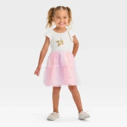 Toddler Girls' Star Short Sleeve Dress - Cat & Jack™ Cream -Cat & Jack Sales Store GUEST bfdb9576 e339 4819 9ff2 b50730dd7ae1