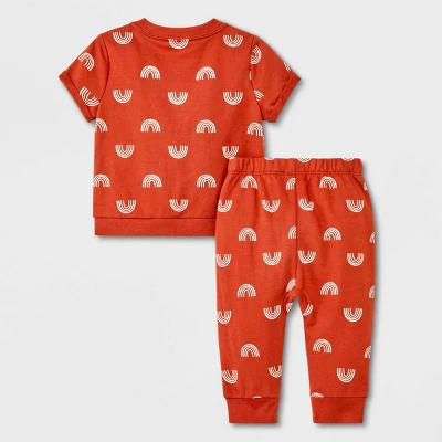 Baby 2pc French Terry Short Sleeve Top & Bottom Set - Cat & Jack™ Orange 3 Baby 2pc French Terry Short Sleeve Top & Bottom Set - Cat & Jack™ Orange