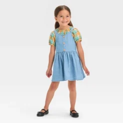 Toddler Girls' Plaid Short Sleeve Top & Denim Skirtall Set - Cat & Jack™ Blue -Cat & Jack Sales Store GUEST c1d6ee53 a653 4def aac5 fcb864f3781c