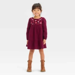 Toddler Girls' Floral Long Sleeve Dress - Cat & Jack™ Burgundy -Cat & Jack Sales Store GUEST c3be0877 ed35 4195 845a e8c6e7195eee