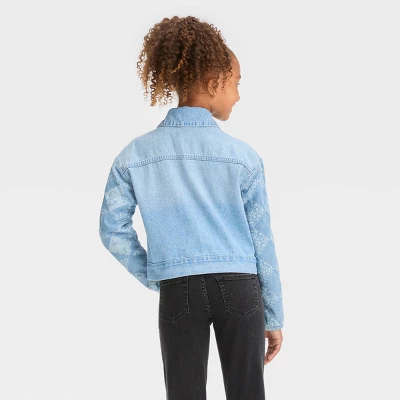 Girls' Quilted Sleeve Jean Jacket - Cat & Jack™ Light Wash 3 Girls' Quilted Sleeve Jean Jacket - Cat & Jack™ Light Wash