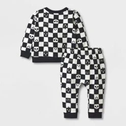 Baby 2pc Checkered Sweatshirt & Jogger Pants Set - Halloween - Cat & Jack⢠Black
