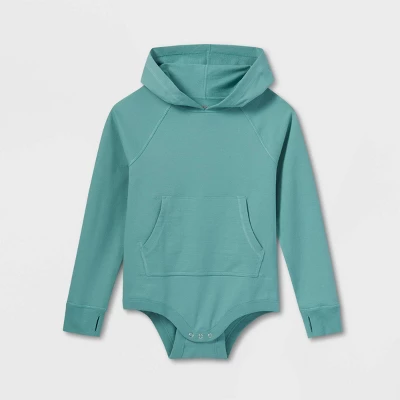 Boys' Adaptive Hooded Adjustable Long Sleeve Bodysuit - Cat & Jack™ Ocean Green 5 Boys' Adaptive Hooded Adjustable Long Sleeve Bodysuit - Cat & Jack™ Ocean Green - Image 3