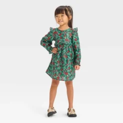 Toddler Girls' Floral Long Sleeve Dress - Cat & Jack™ Green -Cat & Jack Sales Store GUEST ca3e66d2 3d73 4be8 9f76 52711863e743