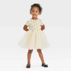 Toddler Girls' Floral Short Sleeve Knit Tulle Dress - Cat & Jack™ Off-White -Cat & Jack Sales Store GUEST ccee2d9f 71f7 484b aea4 3a052af9bd58